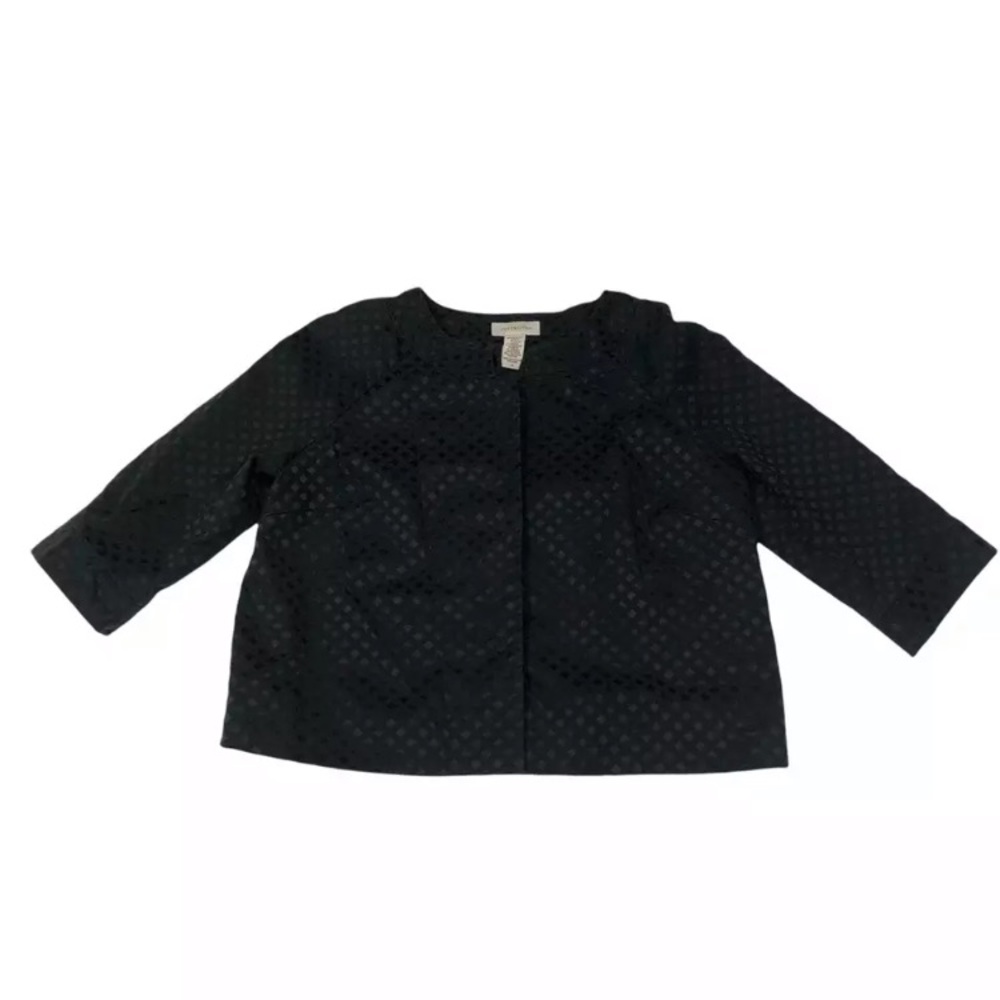 Covington Women's Jacket Black Geometric Snap Button Stretch Crew Neck L